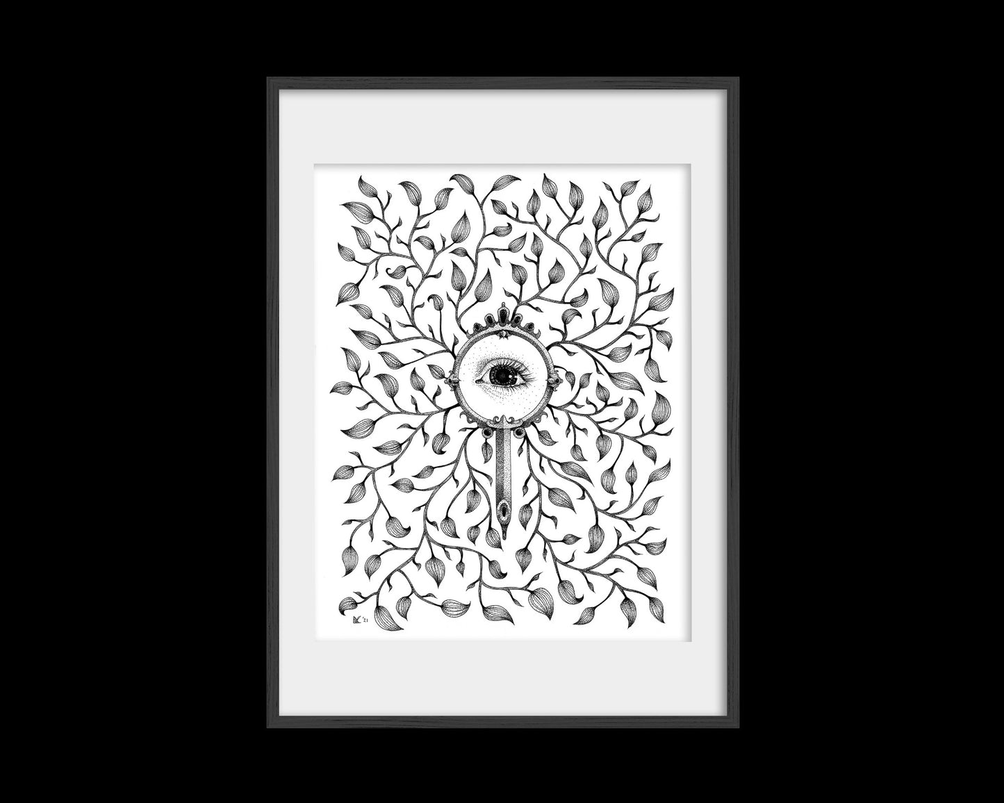 Looking Glass Black & White Print