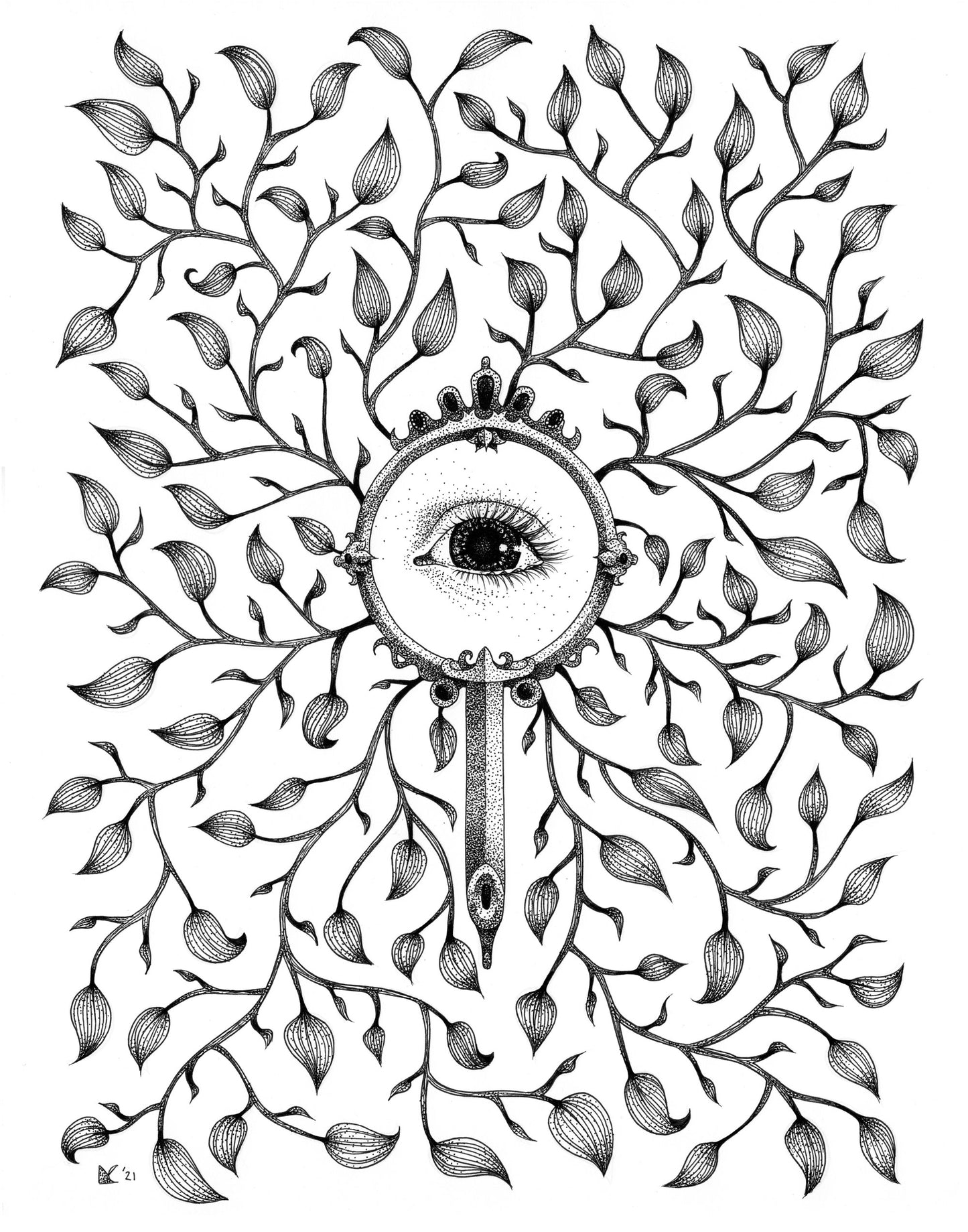 Looking Glass Black & White Print