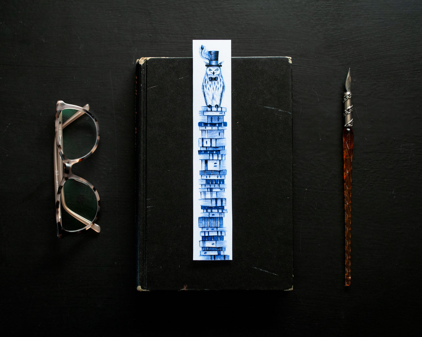 Fancy Bookish Owl—Printed Bookmark