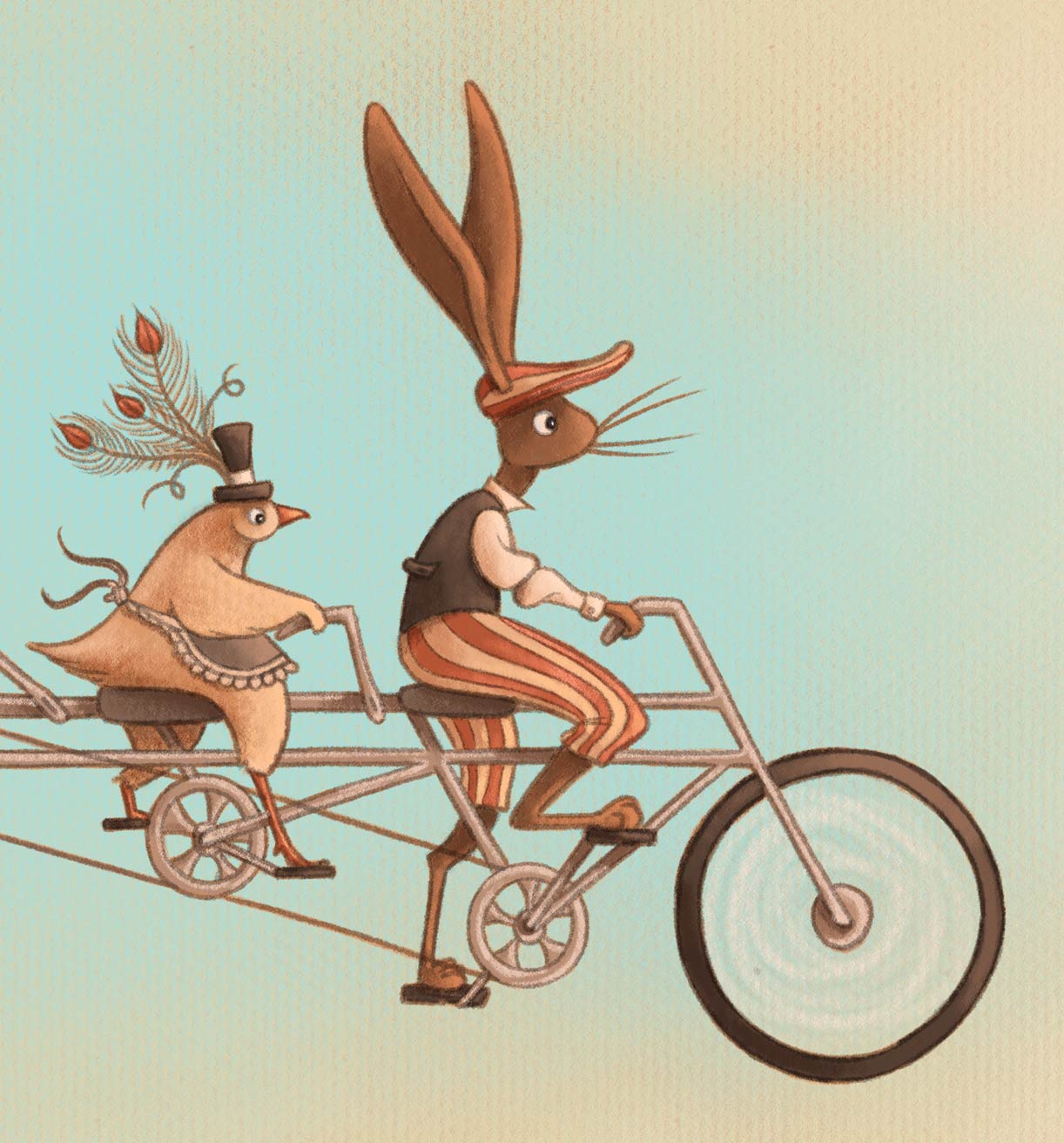 Tandem Print - Cropped Image with chicken and rabbit