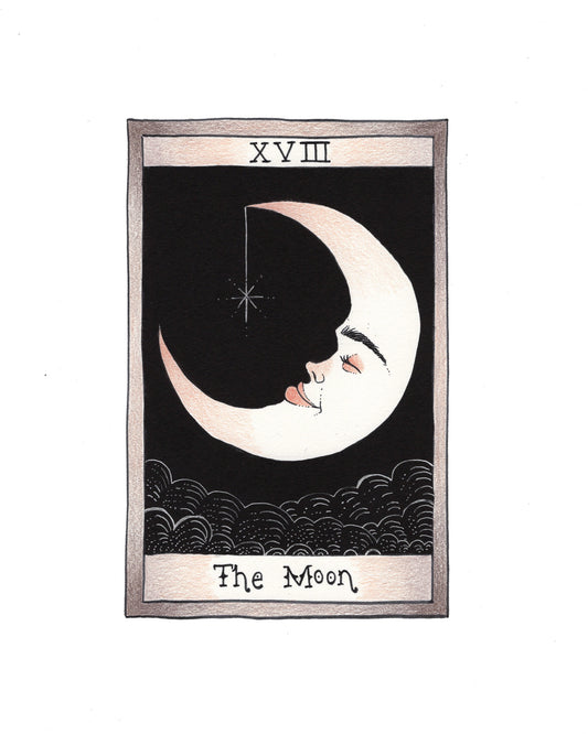 The Moon Hand Colored Print