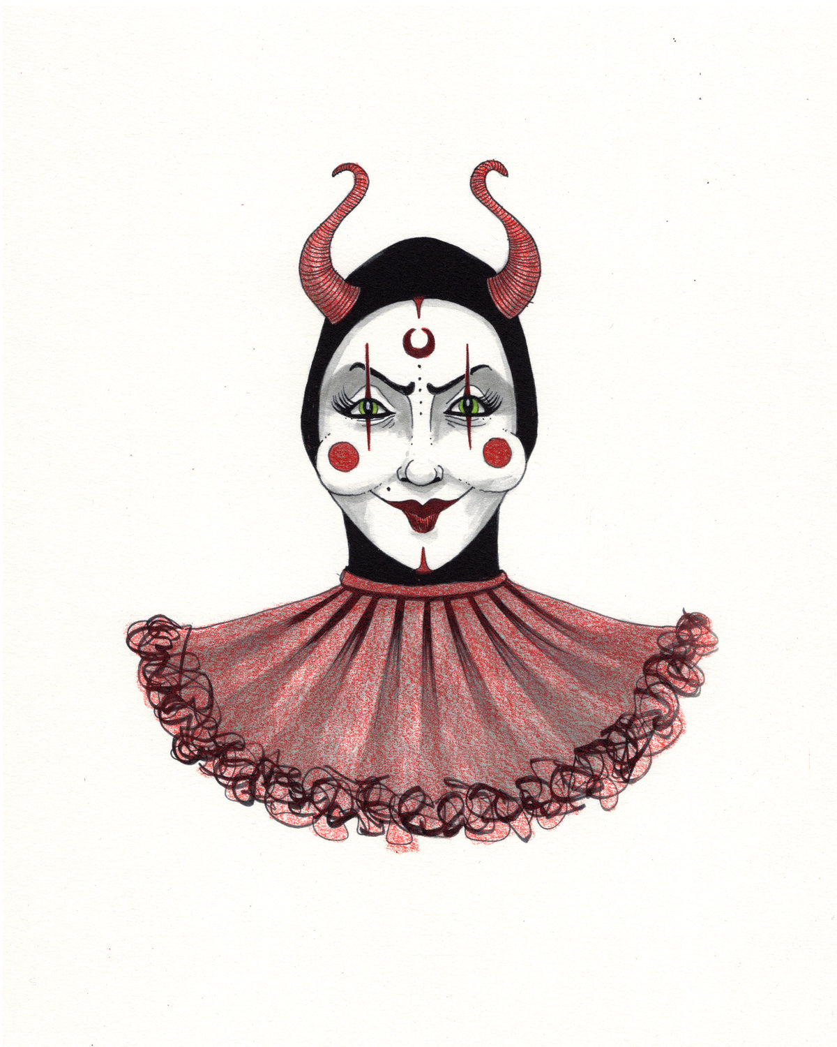Sassy Clown Hand Colored Print