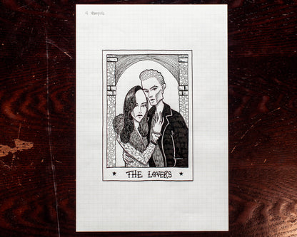 The Lovers Black and White Original Sketch