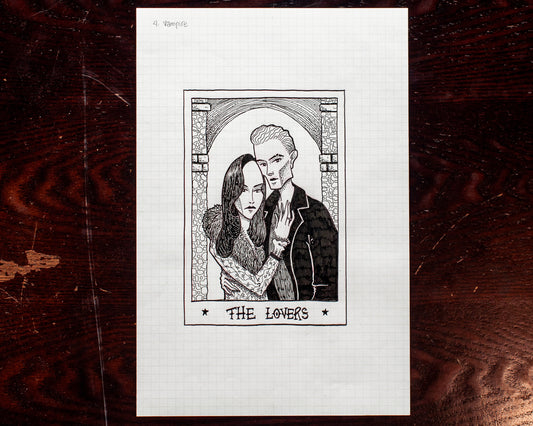 The Lovers Black and White Original Sketch