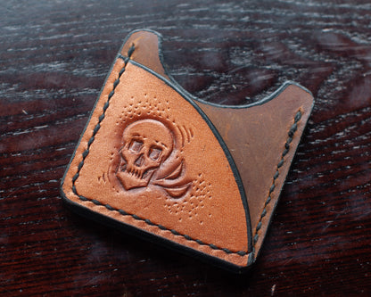 Small Skull Leather Card Holder (One of a Kind)