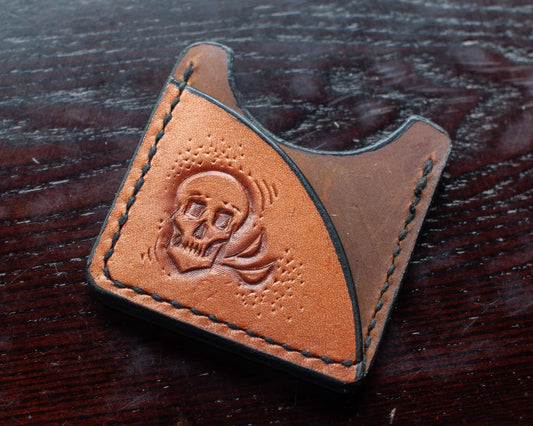 Small Skull Leather Card Holder (One of a Kind)