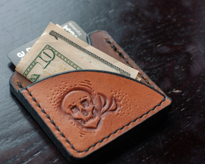 Small Skull Leather Card Holder (One of a Kind)