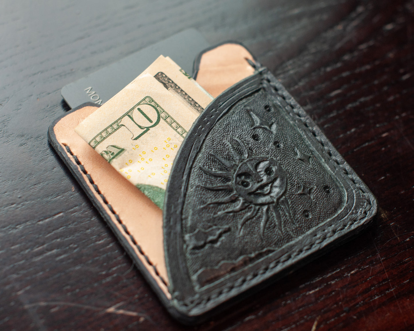 Sun & Moon Leather Card Holder (One of a Kind)