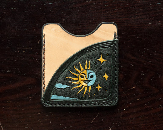 Sun & Moon Leather Card Holder (One of a Kind)