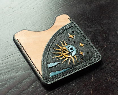 Sun & Moon Leather Card Holder (One of a Kind)