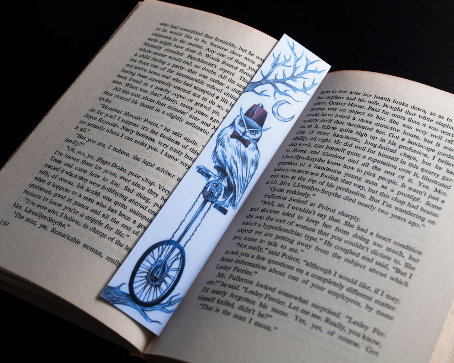 Owl Unicycle—Printed Bookmark